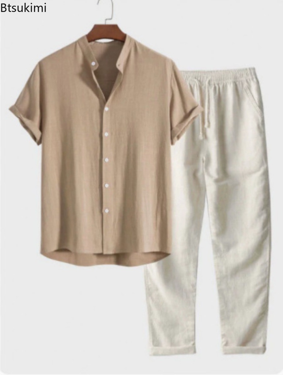 Short Linen Drawstring - 2026 Men's Fashion Solid Beach Two