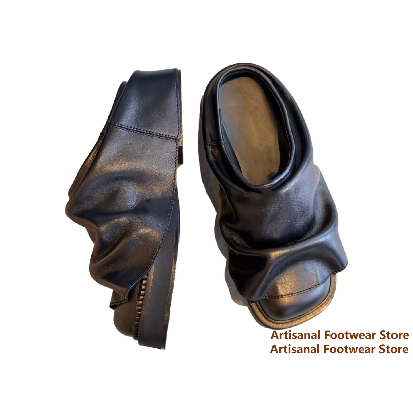 Ruched Soft Leather Slide Mule - đánh giá và giá Flip Flop Leather Men